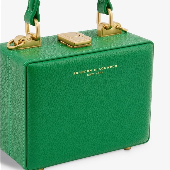Brandon Blackwood Mini Kendrick Trunk- True Green Leather W/ Brass Hardware - Picture 5 of 8